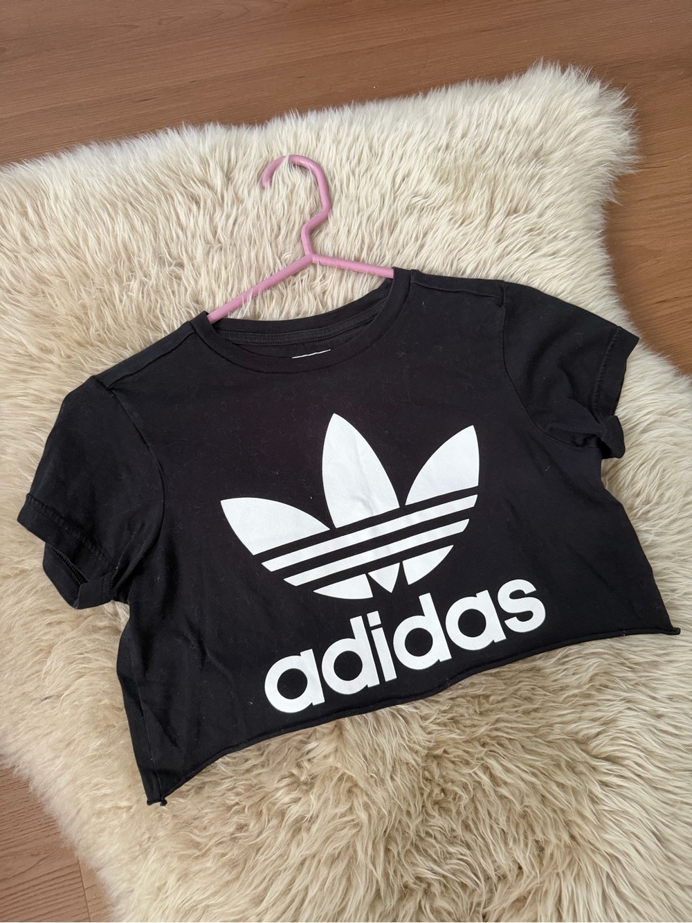 adidas Black Cropped Logo Tee
